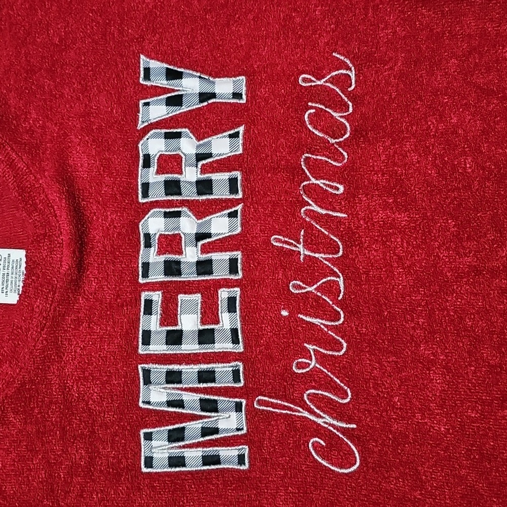Royce Brand Women's Large Red Merry Christmas Long Sleeve Super Soft Top - Picture 3 of 4